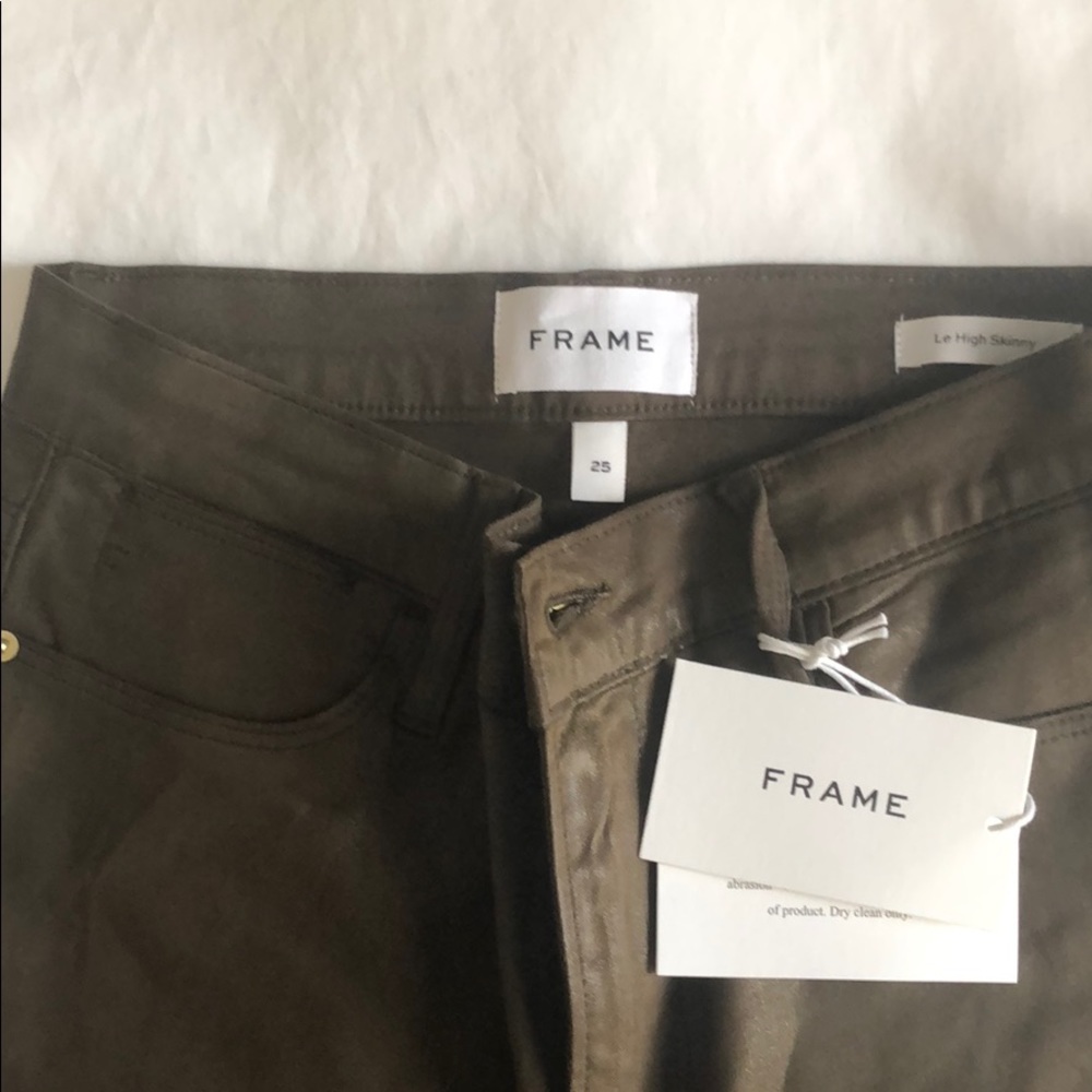 Frame Le High Skinny 25 waxed Army Green